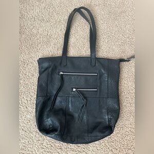 Elegant Black Leather Tote Bag